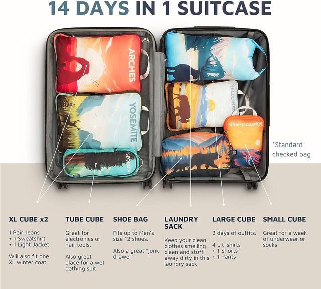 Extra Large Compression Packing Cubes for Travel-Extra Packaging Cube  Luggage Organizers 7 Piece Set-Ultralight, Expandable/Compression Bags  Clothes