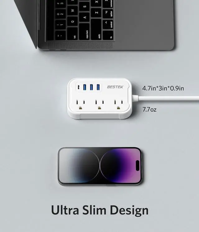 Alt view image 6 of 7 - BESTEK UK Travel Plug Adapter: US to UK Plug Adapter - Type G Adapter and Converter Power Strip with 3 AC Outlets and 4 USB(1 PD20W) - for USA to UK Ireland Scotland Hong Kong British London 2.6ft