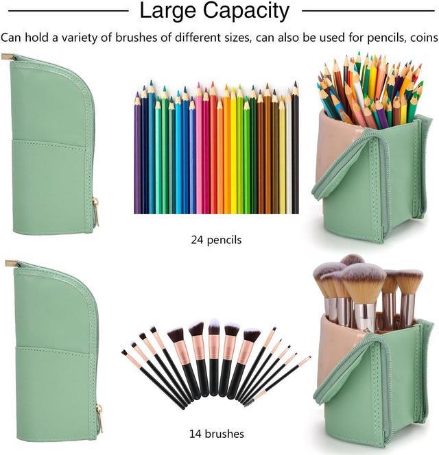 Makeup Brush Case Travel Makeup Brush Holder Portable Makeup Brush Bag  Professional Cosmetic Bag Artist Storage Bag Essentials Stand-up Foldable  Makeup Cup (Gray Green Small) 