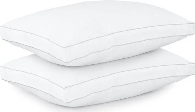 Alt view image 2 of 7 - Bed Pillows for Sleeping Queen Size (White) Set of 2 Cooling Hotel Quality Gusseted Pillow for Back Stomach or Side Sleepers