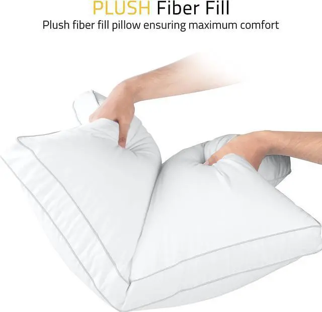 Alt view image 5 of 7 - Bed Pillows for Sleeping Queen Size (White) Set of 2 Cooling Hotel Quality Gusseted Pillow for Back Stomach or Side Sleepers