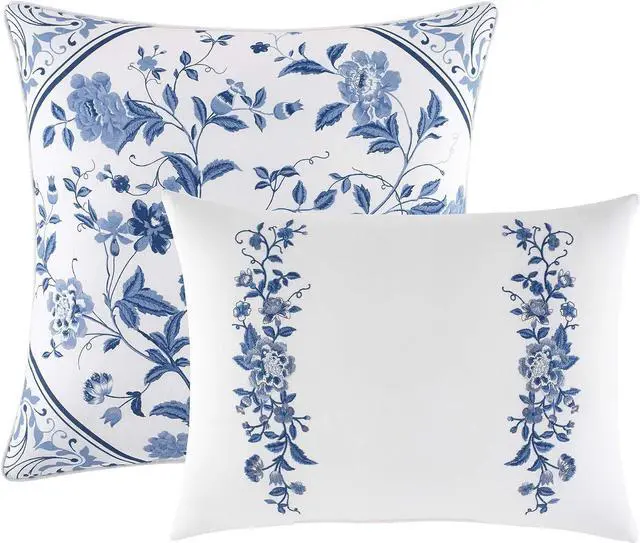 Alt view image 7 of 7 - Home - Elise Collection - Luxury Ultra Soft Comforter All Season Premium Bedding Set Stylish Delicate Design for Home Dcor Blue Full/Queen