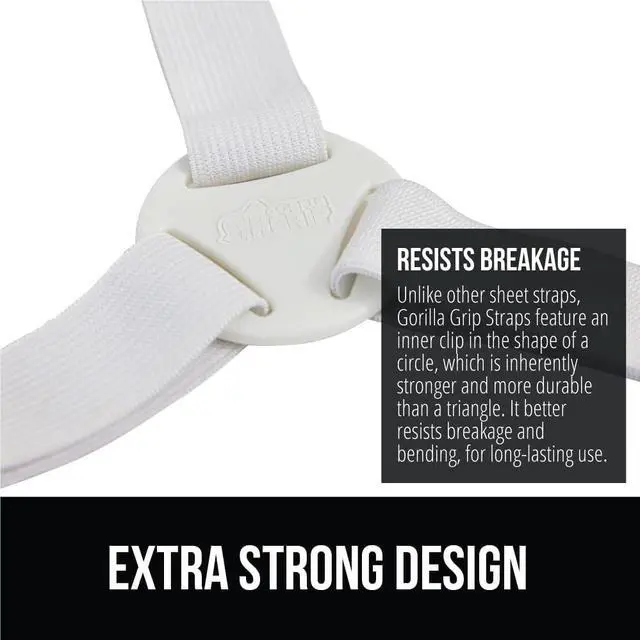 Alt view image 3 of 7 - Bed Sheet Straps Adjustable Elastic Fasteners with Metal Clips Keep in Place Fitted Bedding Holder Easy Install Suspenders Mattresses Firm Tight Accessories 4 Pack White