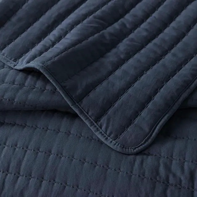 Alt view image 6 of 7 - Navy Blue Queen Size Quilt Bedding Sets with Pillow Shams Mustard Full Lightweight Soft Bedspread Coverlet Quilted Blanket Thin Comforter Bed Cover for All Season 3 Pieces 90x90 inches