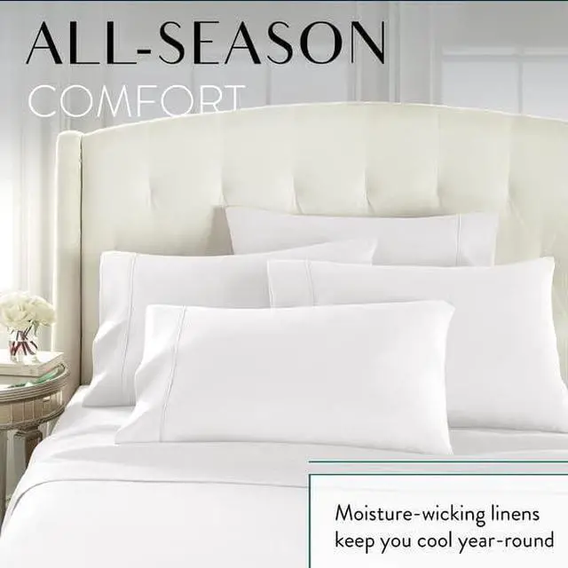 Alt view image 5 of 7 - King Size Sheets Set - 6 Piece Set Including 4 Pillowcases - Deep Pockets - Breathable Soft Bed Sheets - Wrinkle Free - Machine Washable - White King Bed Sheets - 6 pc