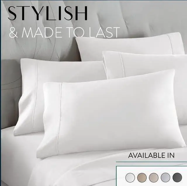Alt view image 7 of 7 - King Size Sheets Set - 6 Piece Set Including 4 Pillowcases - Deep Pockets - Breathable Soft Bed Sheets - Wrinkle Free - Machine Washable - White King Bed Sheets - 6 pc