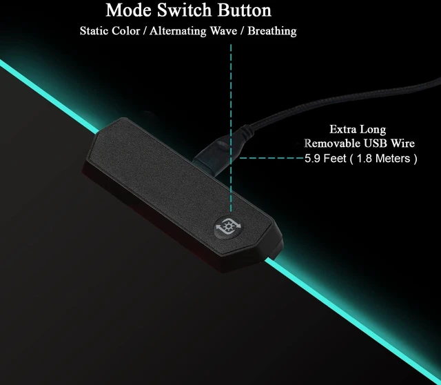 Alt view image 3 of 7 - Meffort Inc RGB Gaming Mouse Pad - Large LED Gaming Mouse Mat with Custom Design Stitched Edges (23.6 x 13.7 Inch, Black)