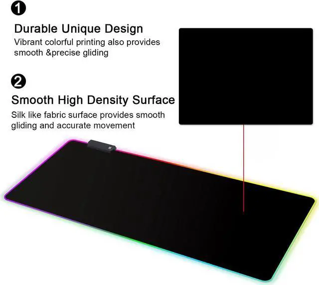 Alt view image 5 of 7 - Meffort Inc RGB Gaming Mouse Pad - Extra Large XXL LED Gaming Mouse Mat with Custom Design Stitched Edges (35.4 x 15.7 Inch, Black)