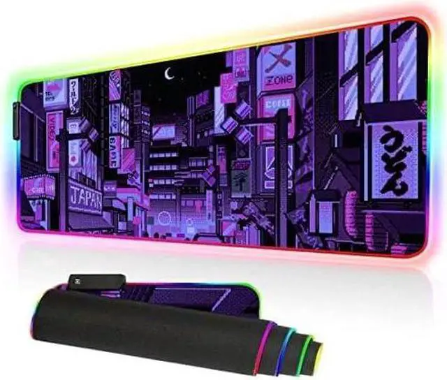 Main image of Anime Gifts Purple Japanese Anime Night City Extra Large Thick RGB Mousepad Led Mouse pad Gaming Kawaii Mouse pad Anime Led Desk mat Anime Stuff Gamer Mouse Mat Led Laptop Pad Mat Keyboard HG