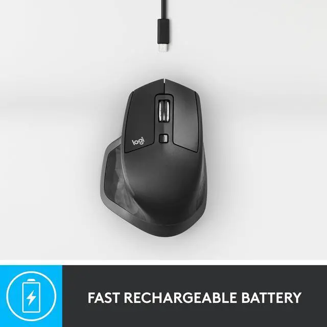 Alt view image 7 of 7 - Logitech MX Master 2S Bluetooth Edition Wireless Mouse, Multi-Surface, Hyper-Fast Scrolling, Ergonomic, Rechargeable, Connects Up to 3 Mac/PC Computers - Graphite