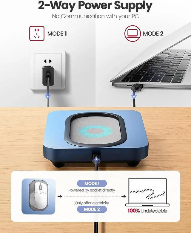 Alt view image 7 of 7 - Enlarged Turntable Mouse Mover Max 3 Mouse Jiggler with Adjustable Intervals User-Friendly Buttons and LED Display Mouse Shaker Wiggler to Keep Your PC Awake