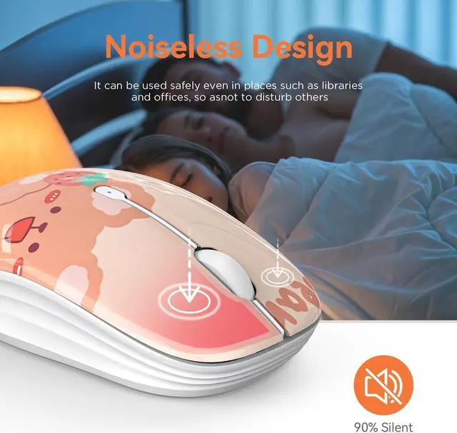 Alt view image 3 of 7 - Cute Bluetooth Wireless Mouse with 2.4GHz USB Receiver Silent Clicks AA-Battery Powered Durable Lovely Cartoon Mice Ideal for Kids Students Teens on Laptops Mac iPad PC (Kerry Bear)