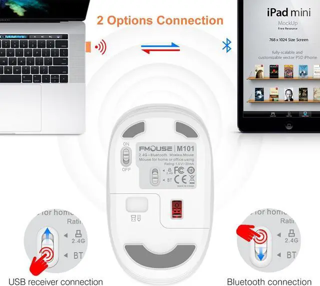 Alt view image 7 of 7 - Cute Bluetooth Wireless Mouse with 2.4GHz USB Receiver Silent Clicks AA-Battery Powered Durable Lovely Cartoon Mice Ideal for Kids Students Teens on Laptops Mac iPad PC (Kerry Bear)