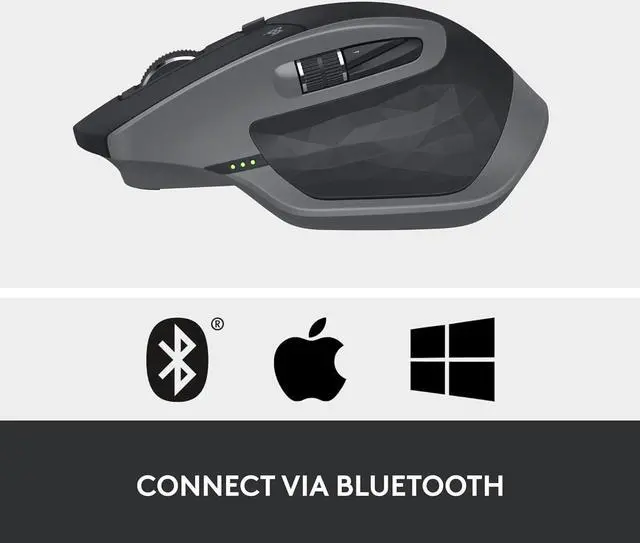 Alt view image 6 of 7 - Logitech MX Master 2S Bluetooth Edition Wireless Mouse, Multi-Surface, Hyper-Fast Scrolling, Ergonomic, Rechargeable, Connects Up to 3 Mac/PC Computers - Graphite