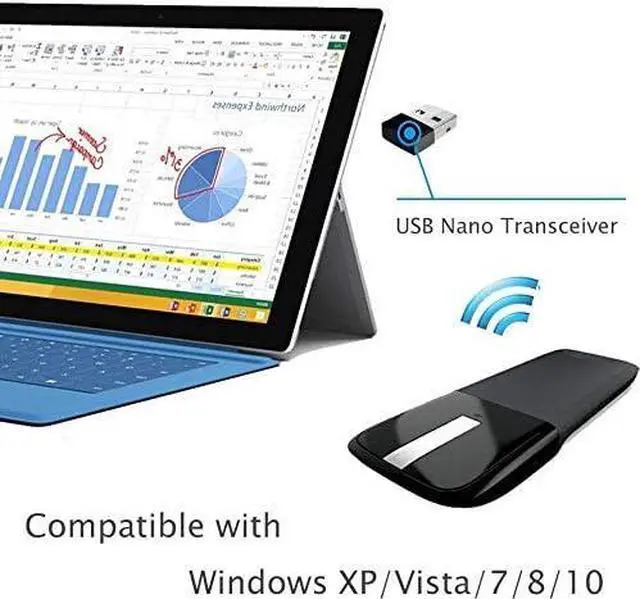 Alt view image 2 of 6 - Wireless Mouse Foldable Folding Mice for Microsoft Laptop PC Mac