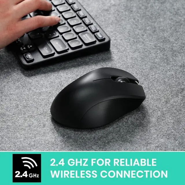 Alt view image 2 of 7 - PERIMICE-621B Wireless Mouse - Silent Click with Ergo Design - Compatible for Desktop and Laptop PC - Wireless 2.4 GHz - Black