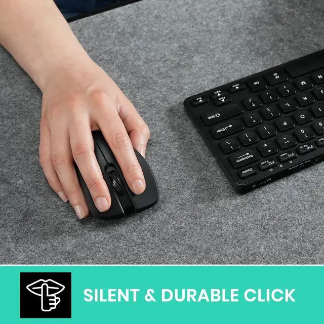 Alt view image 4 of 7 - PERIMICE-621B Wireless Mouse - Silent Click with Ergo Design - Compatible for Desktop and Laptop PC - Wireless 2.4 GHz - Black