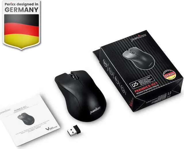 Alt view image 7 of 7 - PERIMICE-621B Wireless Mouse - Silent Click with Ergo Design - Compatible for Desktop and Laptop PC - Wireless 2.4 GHz - Black