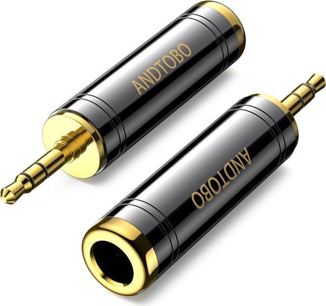 Main image of 1/4 to 3.5 mm Stereo Pure Copper Headphone Adapter 3.5 mm(1/8) Plug Male to 6.35 mm (1/4) Jack Female Stereo Adapter for Headphone Amp Adapter Black 2-Pack