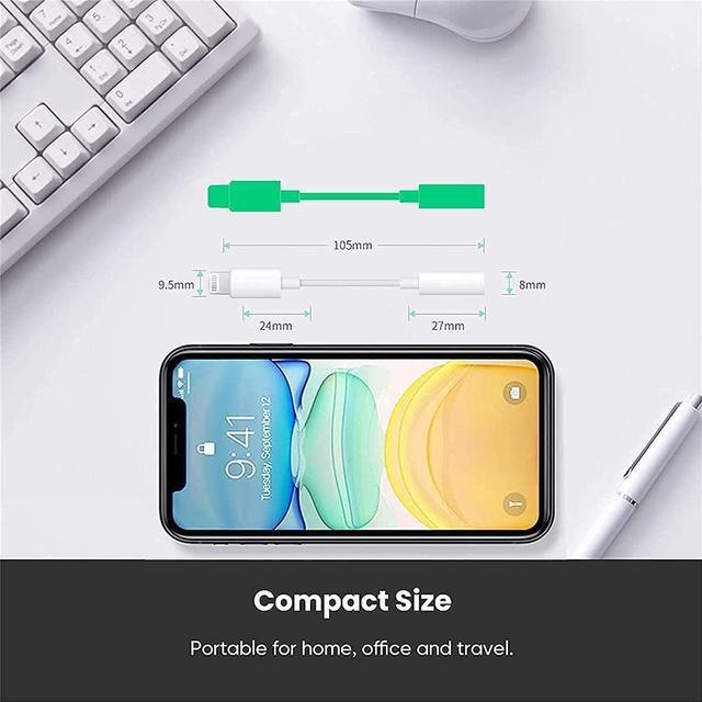 Alt view image 7 of 7 - [ MFi Certified] Lightning to 3.5 mm Headphone Jack Adapter 2 Pack iPhone 3.5mm Aux Adapter Converter Dongle Audio Cable for iPhone 14 13 12 11 Pro Max XS XR X 8 Support Music Control & All iOS