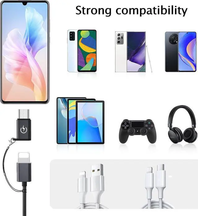 Alt view image 2 of 6 - USB C to Lig-htn-ing Adapter Supports PD Fast Charging Suitable for USB C Male to i-OS Female adapters (2) Does not Support Headphone Audio Playback