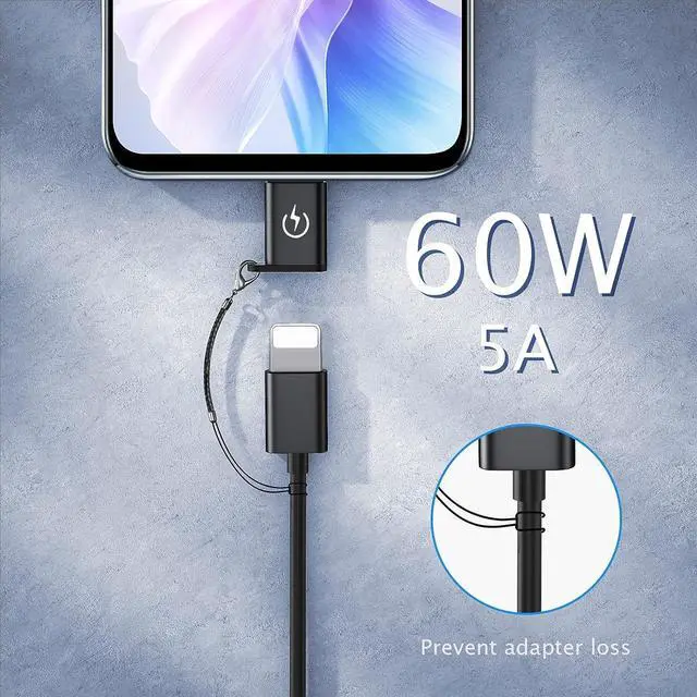 Alt view image 4 of 6 - USB C to Lig-htn-ing Adapter Supports PD Fast Charging Suitable for USB C Male to i-OS Female adapters (2) Does not Support Headphone Audio Playback