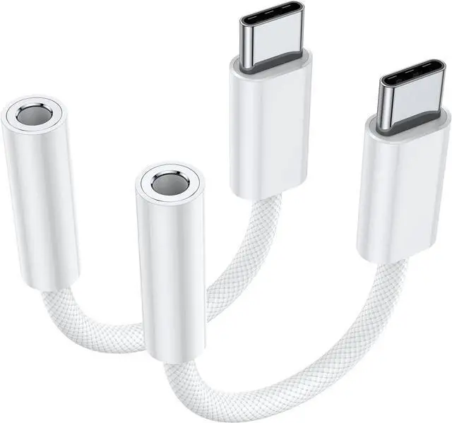 Main image of USB Type C to 3.5mm Female Headphone Jack Adapter (2-Pack) USB C to Aux Audio Dongle Cable Cord for iPhone 16 Pro 15 Pro Max  Galaxy S23 S24 Ultra Note 20 iPad Pro MacBook Pixel XL