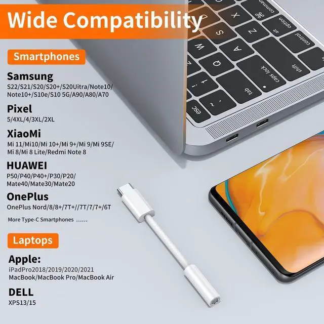 Alt view image 6 of 6 - USB Type C to 3.5mm Female Headphone Jack Adapter (2-Pack) USB C to Aux Audio Dongle Cable Cord for iPhone 16 Pro 15 Pro Max  Galaxy S23 S24 Ultra Note 20 iPad Pro MacBook Pixel XL