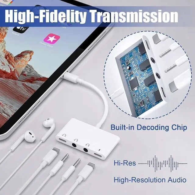 Alt view image 3 of 7 - USB C to 3.5mm Audio Adapter 4-in-1 USB C Headphone Splitter