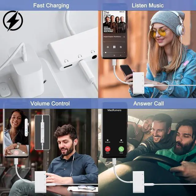 Alt view image 7 of 7 - USB C to 3.5mm Audio Adapter 4-in-1 USB C Headphone Splitter