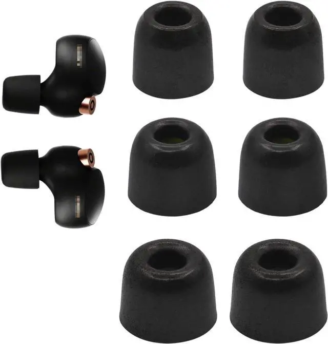 Alt view image 6 of 6 - Replacement Memory Foam Ear Tips Noise Canceling Foam Ear Tip Compatible with Sony WF-1000XM4 / 1000XM5 Earbud Headphones [Fit in Case] L/M/S 3 Size 3 Pairs Black (Foam4XM4B3P)