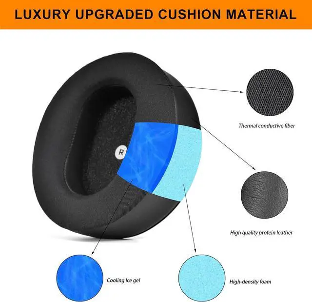 Alt view image 3 of 7 - Maxwell Cushions - Cooling Gel Replacement Earpads Ear Cushion Compatible with Audeze Maxwell Headphones Added Thickness Noise Isolation Foam for Epic Gaming Sessions (Silky Fabric)