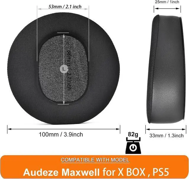 Alt view image 4 of 7 - Maxwell Cushions - Cooling Gel Replacement Earpads Ear Cushion Compatible with Audeze Maxwell Headphones Added Thickness Noise Isolation Foam for Epic Gaming Sessions (Silky Fabric)
