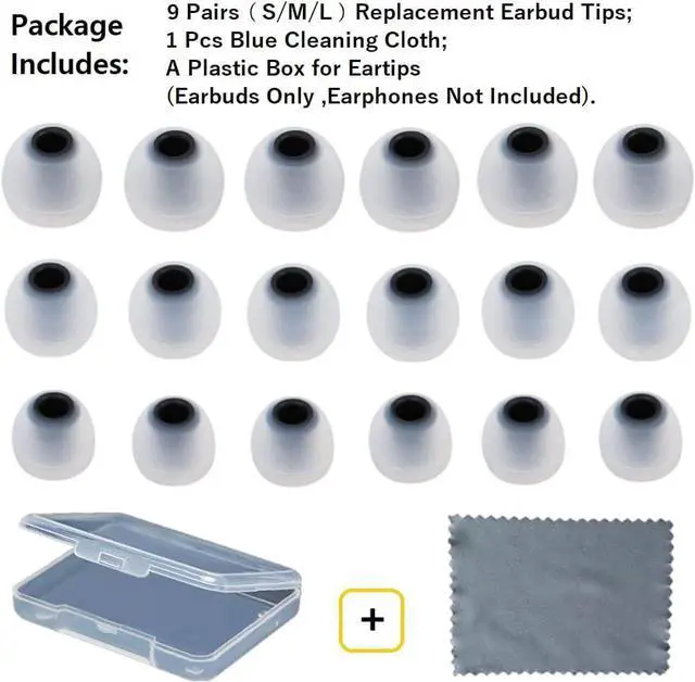 Alt view image 2 of 7 - Earbuds Replacement Tips Silicone Earbud Tips Ear Gels Fit for Inner Hole from 3.8mm - 5.1mm Earphones 9 Pairs S/M/L Clear Black