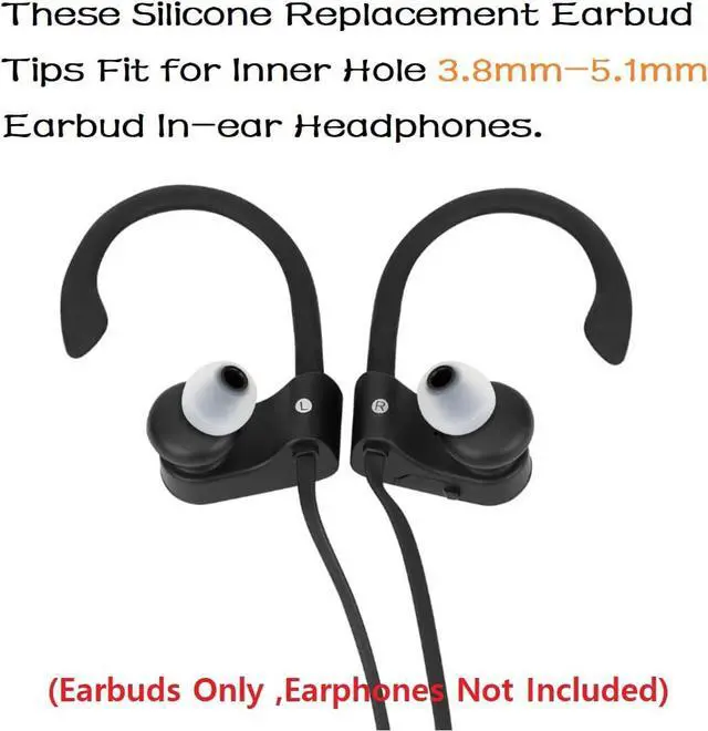 Alt view image 4 of 7 - Earbuds Replacement Tips Silicone Earbud Tips Ear Gels Fit for Inner Hole from 3.8mm - 5.1mm Earphones 9 Pairs S/M/L Clear Black