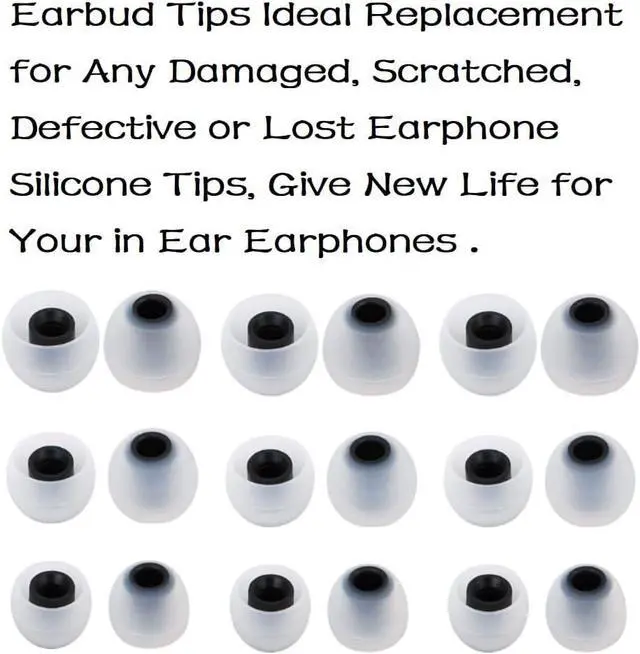 Alt view image 5 of 7 - Earbuds Replacement Tips Silicone Earbud Tips Ear Gels Fit for Inner Hole from 3.8mm - 5.1mm Earphones 9 Pairs S/M/L Clear Black