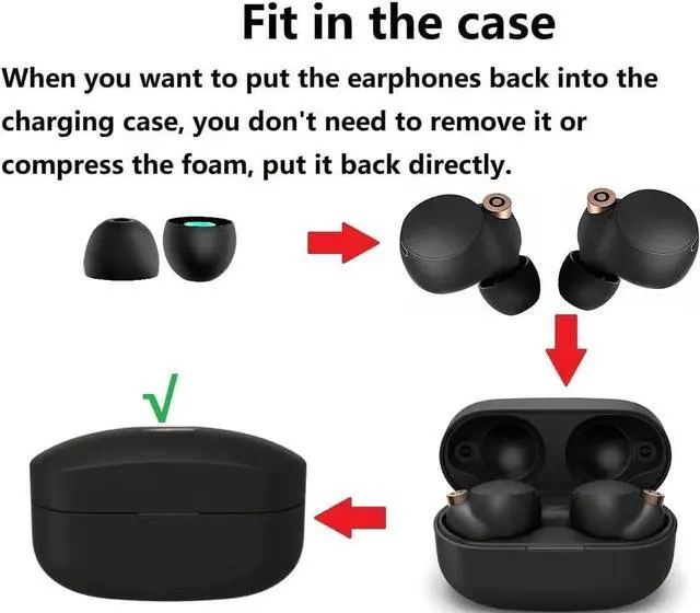 Alt view image 3 of 5 - Silicone Ear Tips Replacement for Sony XBA MDR WF Earphones Compatible with WF-1000XM5 1000XM4 1000XM3 Earbuds Tips Eartips Ear Caps Fit in case M Size 6 Pairs Silicone Black/Medium
