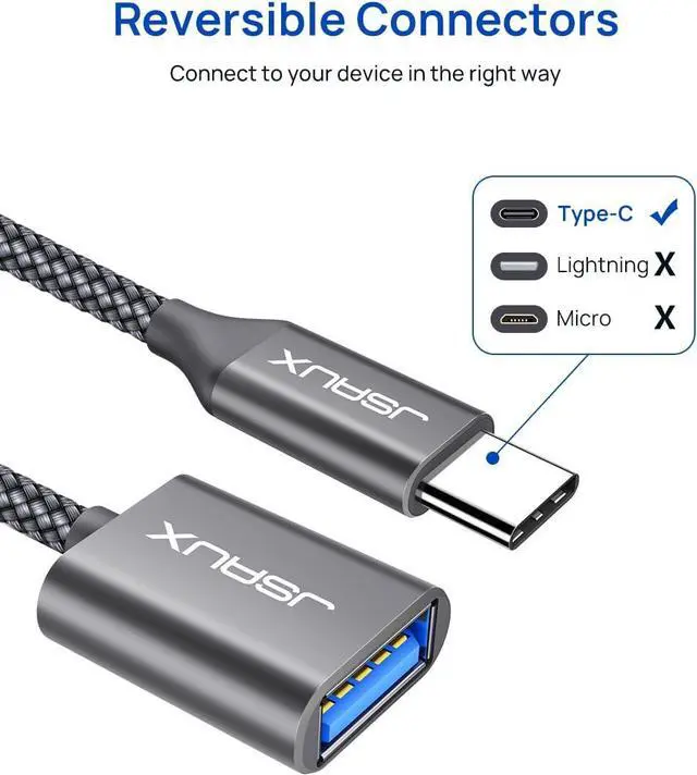 Alt view image 3 of 7 - USB C to USB Adapter [2 Pack] USB Type C Male to USB 3.0 Female OTG Cable Thunderbolt3 to USB Adapter Compatible with MacBook Pro/Air 2019 2018 2017 Samsung Galaxy S23 S23+ Ultra Note 10 S9 S8