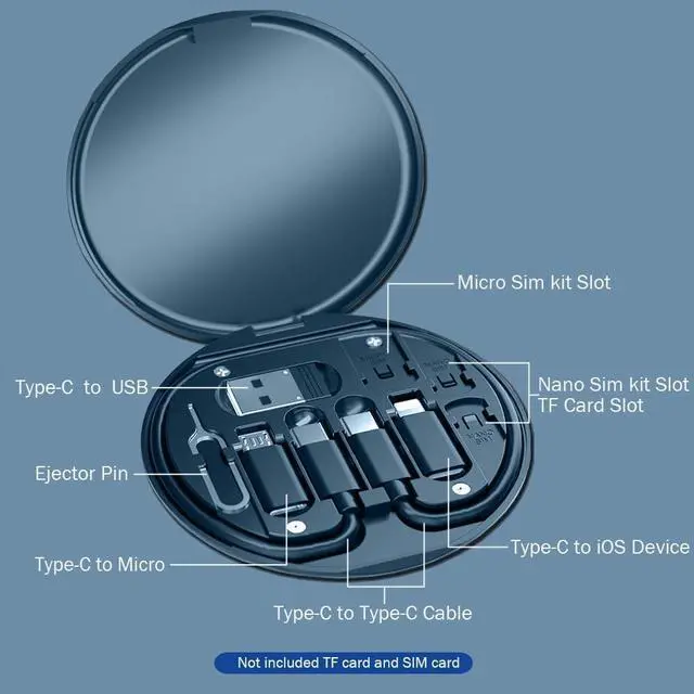 Alt view image 3 of 7 - USB C Adapter OTG Kit Multi Charging Cable Case Convertor USB C to iOS Device Type C Micro Adapter Data Transfer Contains Card Slot for Traveling Use as Phone Holder(Midnight Blue)