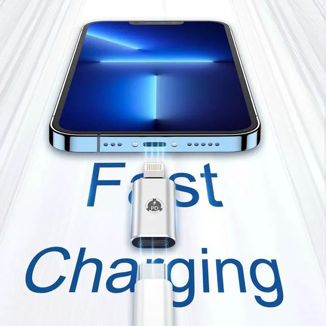 Alt view image 3 of 7 - USB C to Lightning Adapter [2 Pack] 27W PD Fast Charging Compatible with iPhone/iPad/iPod/AirPods iOS Devices Support Data Transfer Not Support Headphones/OTG with Anti-Lost Holder