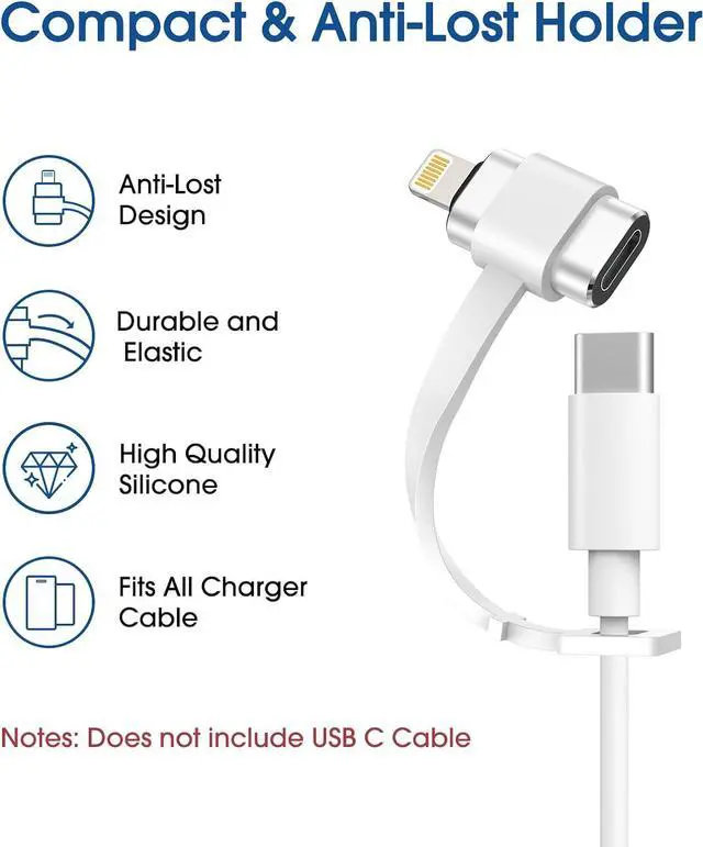 Alt view image 6 of 7 - USB C to Lightning Adapter [2 Pack] 27W PD Fast Charging Compatible with iPhone/iPad/iPod/AirPods iOS Devices Support Data Transfer Not Support Headphones/OTG with Anti-Lost Holder