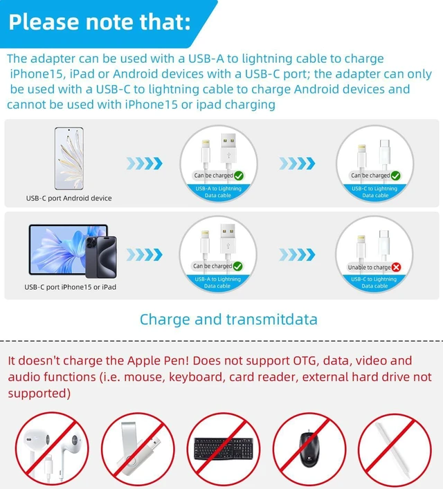 Alt view image 2 of 7 - 3Pack Lightning Female to USB-C Male Adapter Type Charging for iPhone 11 iPad Pro Galaxy S20 Note 10 V50 HTC U12 Nexus 5X 6P Pixel 4 - Universal Compatibility