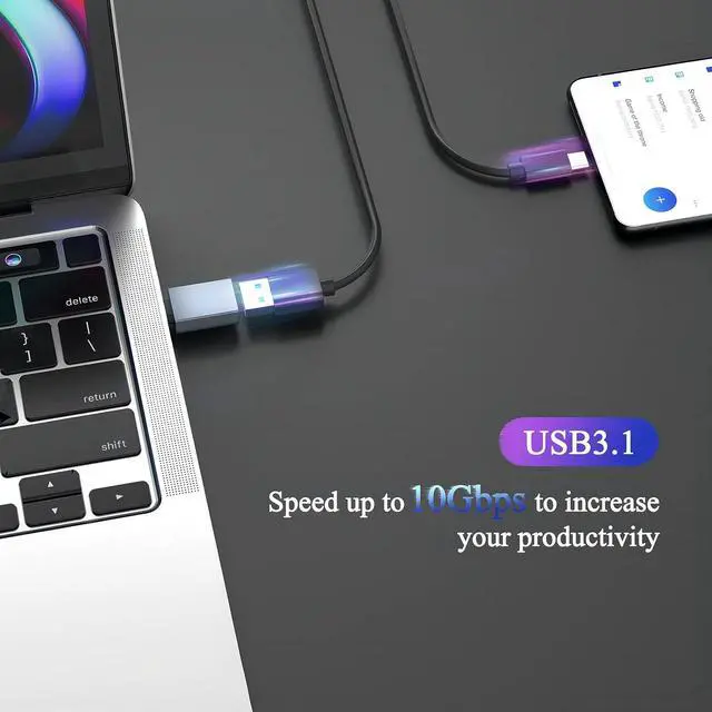 Alt view image 2 of 7 - USB-C to USB Adapter (2 Pack) USB-C Male to USB-A 3.0 Female OTG Adapter Type-C to USB 3.0 Compatible with MacBook Pro Mac Book iPad Microsoft Surface Mobile Phone and Type-C Devices
