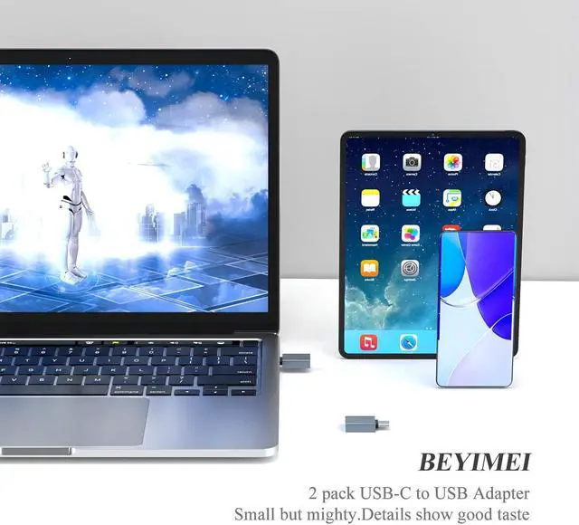 Alt view image 7 of 7 - USB-C to USB Adapter (2 Pack) USB-C Male to USB-A 3.0 Female OTG Adapter Type-C to USB 3.0 Compatible with MacBook Pro Mac Book iPad Microsoft Surface Mobile Phone and Type-C Devices