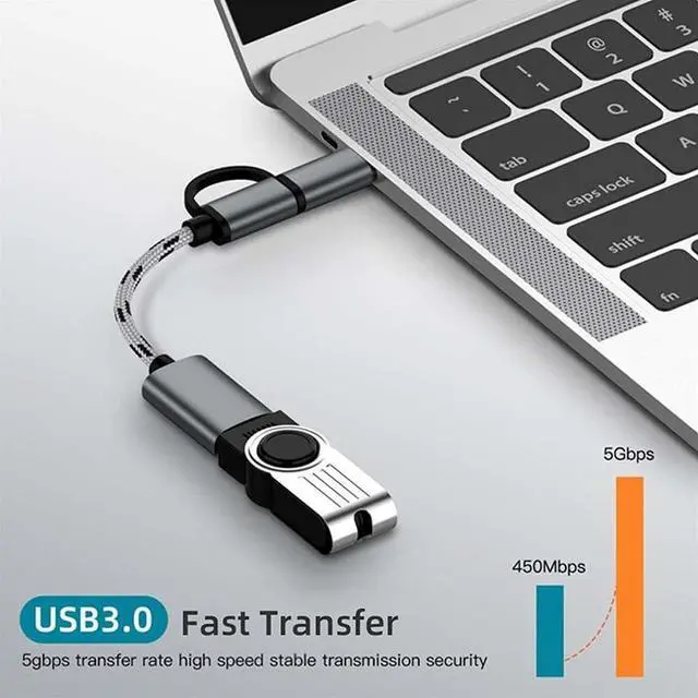 Alt view image 2 of 7 - USB C to A 3.0 Cable Micro USB OTG Adapter - 2 in 1 Female Male Converter Braided Cord for Printer Midi Pixel 3XL Galaxy S21 S20 Note 9 MacBook iPad Air Pro Tablet Disk Hard Drive Type C Android Phone