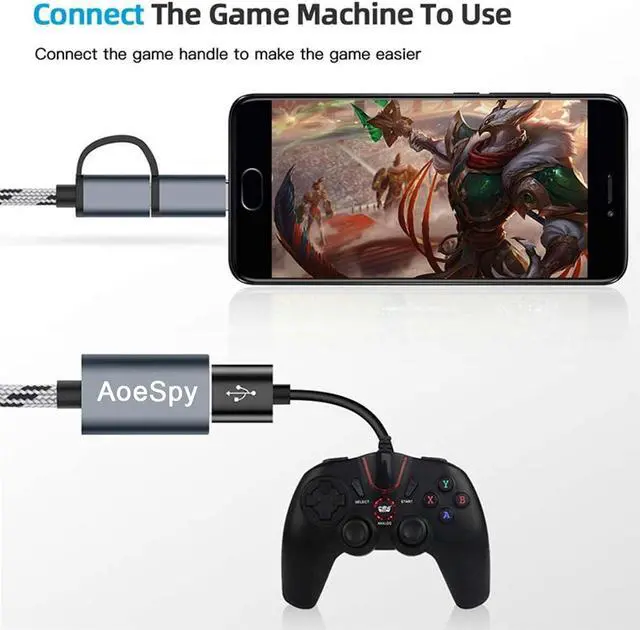 Alt view image 4 of 7 - USB C to A 3.0 Cable Micro USB OTG Adapter - 2 in 1 Female Male Converter Braided Cord for Printer Midi Pixel 3XL Galaxy S21 S20 Note 9 MacBook iPad Air Pro Tablet Disk Hard Drive Type C Android Phone