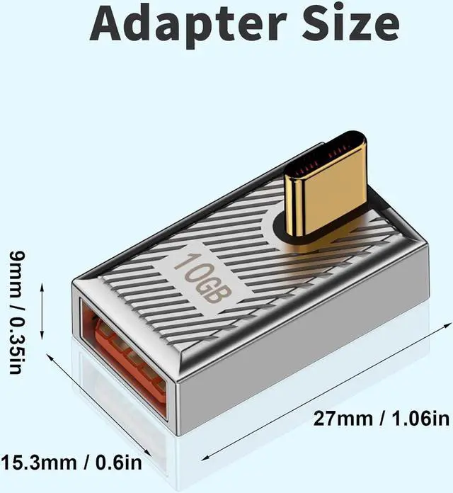 Alt view image 6 of 7 - 120W USB A to USB C Adapter 90 Degree USB C to USB Adapter Right Angle USB Type 3.1 Female to USB C Male Converter OTG Fast Charging Compatible with MacBook Tablet Samsung Galaxy 2 Pack