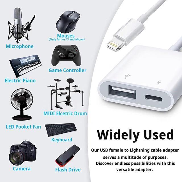 Alt view image 2 of 6 - [Apple MFi Certified] Lightning to USB Camera Adapter with Charging Port Portable USB 3.0 Female OTG Cable for iPad to Connect Card Reader USB Flash Drive Compatible for iPhone iPad