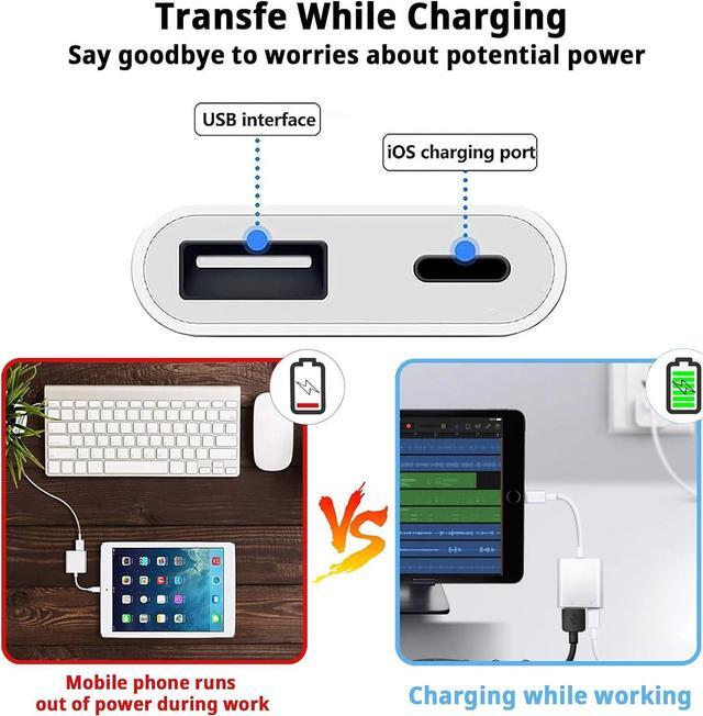Alt view image 3 of 6 - [Apple MFi Certified] Lightning to USB Camera Adapter with Charging Port Portable USB 3.0 Female OTG Cable for iPad to Connect Card Reader USB Flash Drive Compatible for iPhone iPad