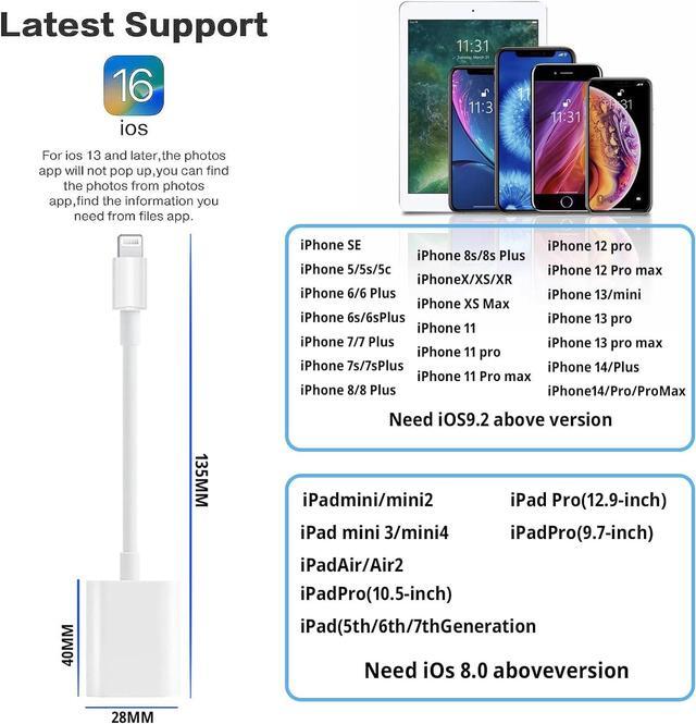 Alt view image 6 of 6 - [Apple MFi Certified] Lightning to USB Camera Adapter with Charging Port Portable USB 3.0 Female OTG Cable for iPad to Connect Card Reader USB Flash Drive Compatible for iPhone iPad